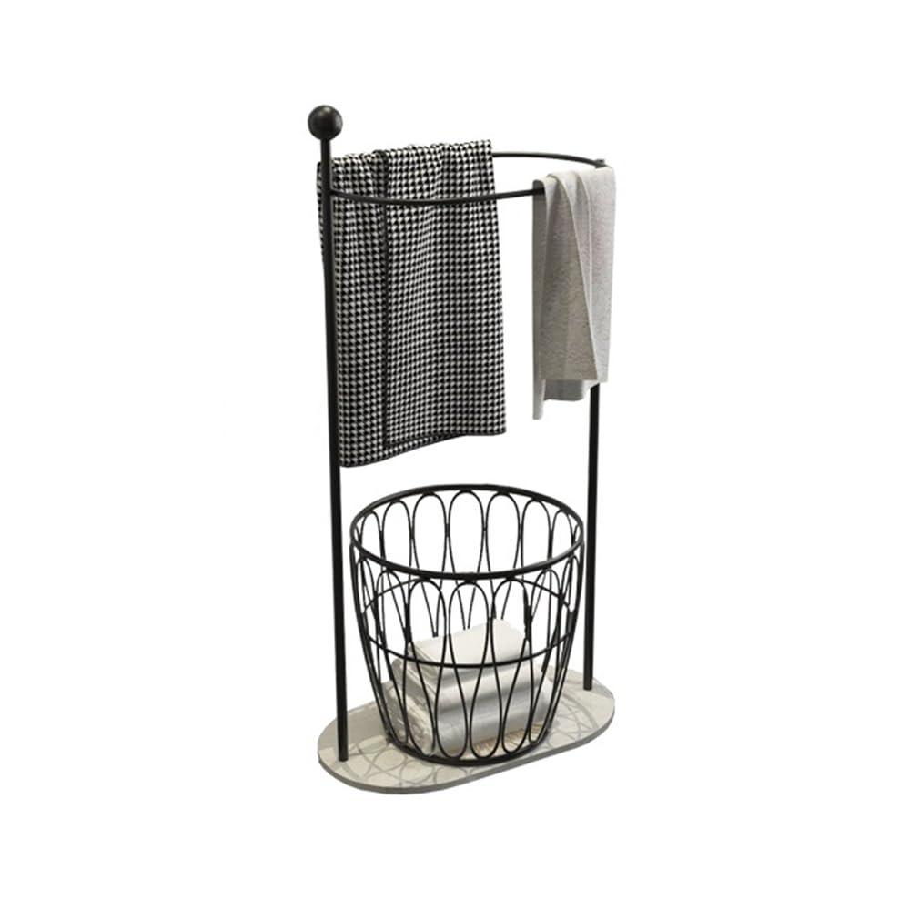 towel rail Light Luxury Round Towel Rack Floor-standing Bath Nordic Iron Bathroom Toilet Clothes Storage(Black)