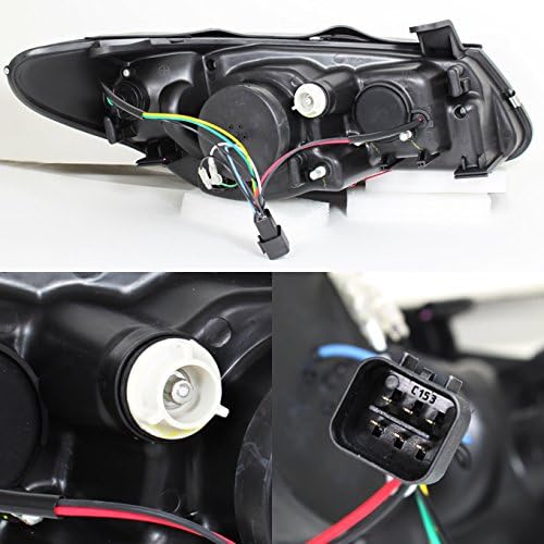 AKKON - For Elantra Black Bezel Dual DRL Daylight LED Strip Projector Headlights Front Lamps Replacement