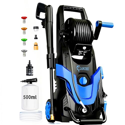 (2025 Upgrade) Pressure Power Washer 4800PSI w/4 Different Pressure Tips, Inlet Hose & Filter&500ML Soap Tank, High Cleaning Machine for Cars/Fences/Driveways/Patios/Home Cleaning (Blue)