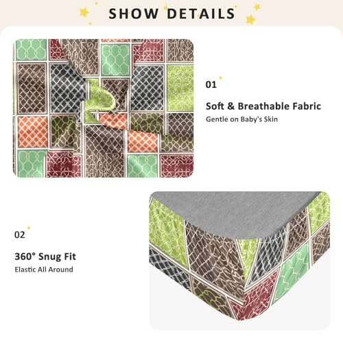 Drap de berceau en coton doux multicolore extensible pour lit bébé - 6
