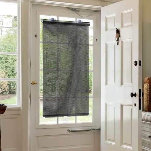 Artibetter Light Filtering Blinds No Drill Blackout Blind Shade with 3 Suction Cups Temporary Portable Roller Shades for Home Office Car, 49.2 x 15.7 Inches