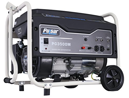 Pulsar 3,500W Portable Gas-Powered Generator With Mobility Kit Pg3500M, 3500W, Black & White #TOP4