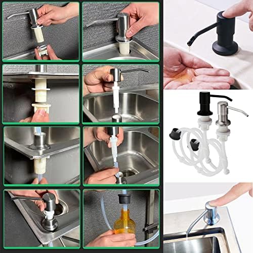 Soap Dispenser for Kitchen Sink Built-in Countertop with 47'' Silicone Extension Tube Connects Directly to Soap Bottle