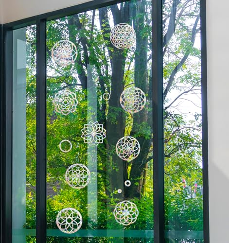 Image of Rainbow Window Stickers, 18 Pcs Prism Window Cling for Windows Bird Deterrent, Sun Catcher Sticker (2 Sheets)
