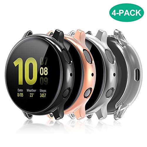 Compatible with Galaxy Watch Active 2 Case 40mm, 4 Pack Full Coverage TPU