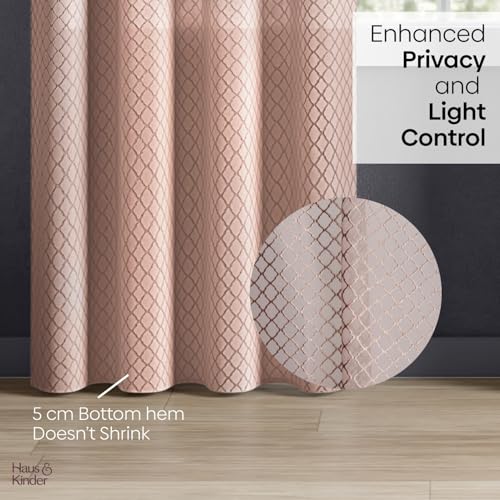 Image of haus & kinder Jacquard Sheer Door Curtains 7 Feet Long Pack of 2 Door Curtains, 7 Feet Curtains for Door, (Abstract Geometric Design, Warm Weave, 114x213cm)