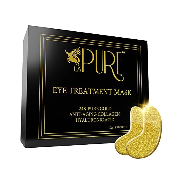 LA-PURE-24K-Gold-Eye-Treatment-Masks-Under-Eye-Patches-Dark-Circles-Under-Eye-Treatment-Under-Eye-Bags-Treatment-Eye-Mask-for-Puffy-Eyes-Anti-Wrinkle-Undereye-Dark-Circles-Gel-Pads-15-Pairs LA PURE 24K Gold Eye Treatment Masks - Under Eye Patches, Under Eye Bags Treatment, Eye Mask for Puffy Eyes, Anti-Wrinkle, Dark Circles, Gel Pads 15 Pairs