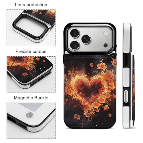 Coque antichoc iPhone 17 fine et robuste avec rangement cartes fleurs de feu