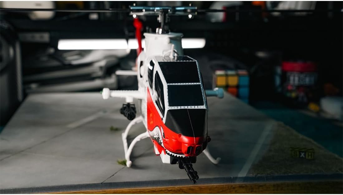 YU Xiang F112S AH-1 Cobra 1:40 RC Helicopter 9CH-GPS Flybarless Dual Rotor 200-Class Military Aircraft with Dual Brushless Motors, Altitude Hold & LiDAR Intelligent Flight - RTF