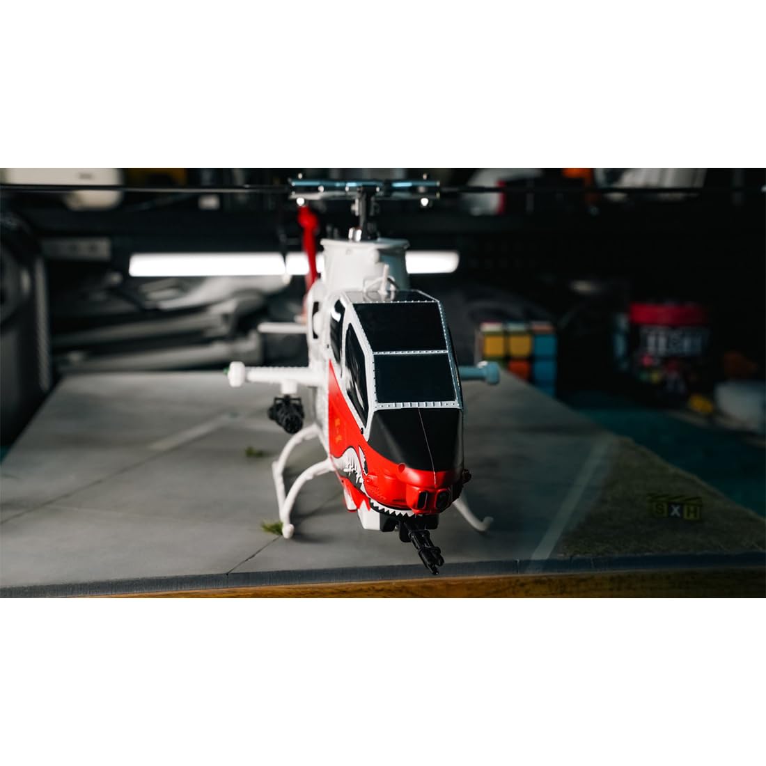 YU XIANG F112S AH-1 Cobra 1:40 RC Helicóptero GPS 9CH Flybarless Dual Rotor Avión Militar Clase 200 con motores duales sin escobillas, retención de altitud y vuelo inteligente LiDAR - RTF