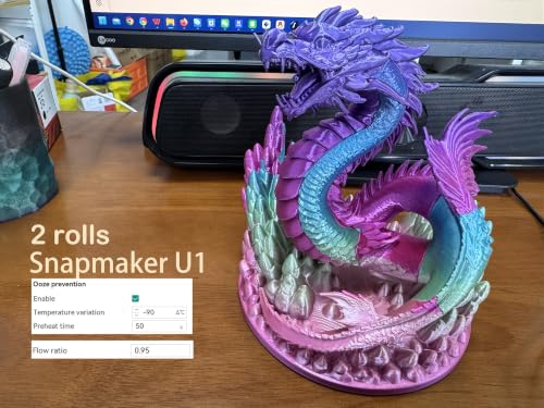 Image of PLA Silk Rainbow Fireworks 3D Printer Filament 1.75mm, Pink Purple Blue Yellow Green Multicolor PLA Filament, Shiny Silk Rainbow PLA for 3D Printing, Smooth Printing, 1kg Spool