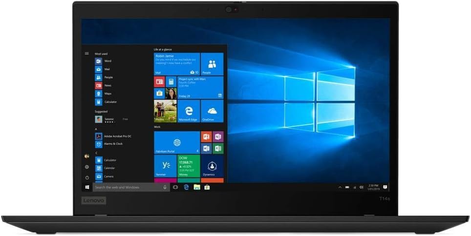 Lenovo ThinkPad T14 Gen 1 Laptop, Intel Core i5-10210U, 8GB RAM, 256GB SSD, 1920 x 1080 (Full HD), Windows 10 Pro (20S00032US)