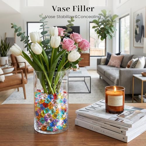 image for DomeStar 150PCS Multicolored Acrylic Fake Gems, Crushed Ice Rocks Pira