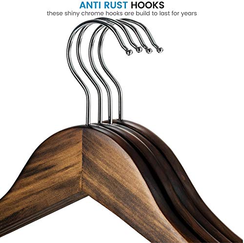 Image of WHISKET - Luxury Wooden Clothes Hangers, Premium Solid Wood Coat Hangers with Chrome Hooks | Durable Closet Organizer for Formal Wear & Everyday Clothing. (Walnut) [Pack of 12]
