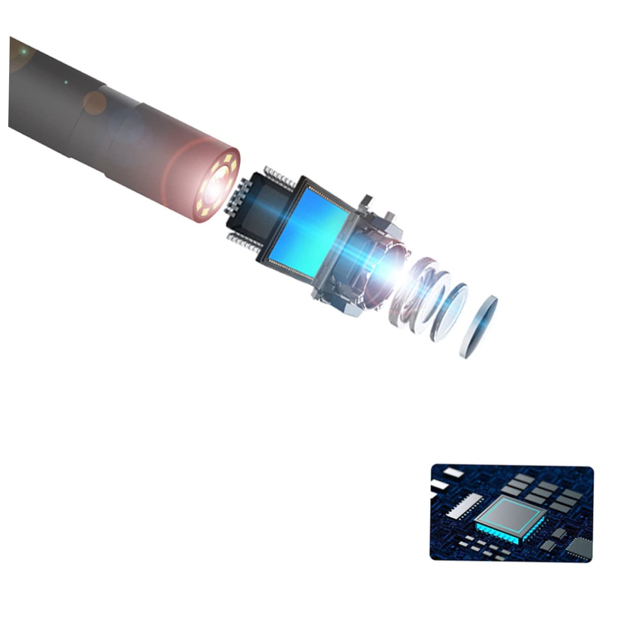 1pc Inspection Camera Flexible Cable for Vehicle and Pipeline Use Borescope Led Lights for Automotive and Home Applications