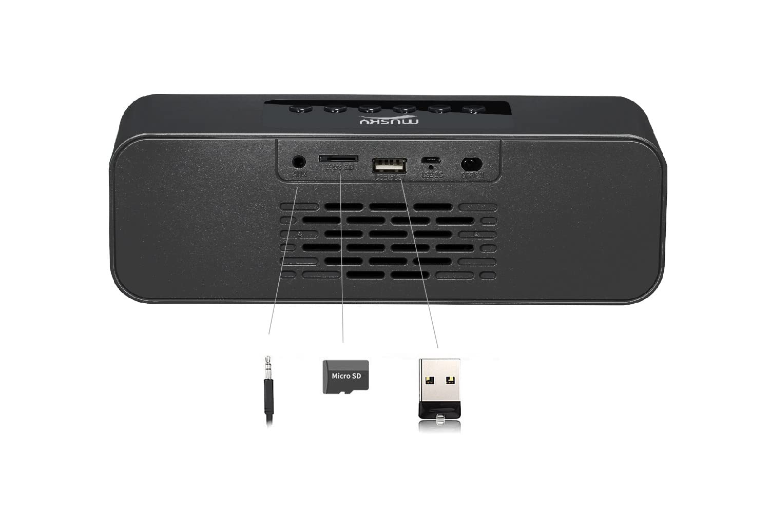 Altoparlante Bluetooth portatile, con driver acustico da 10 W, display a LED, radio FM, sveglia, vivavoce, slot per scheda Micro SD, USB e ingresso AUX, per smartphone, tablet e altro (DY22L, nero)