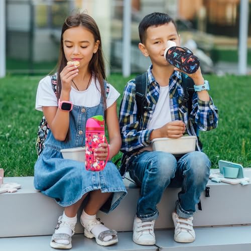 Image of Water Bottle Sleeve with Handle for Owala Kids FreeSip 16 oz, Water Bottle Scratch Resistant Sleeve, Neoprene Cover Compatible with Owala 16 oz for Boys Girls to School Travel (Abstract Flower)