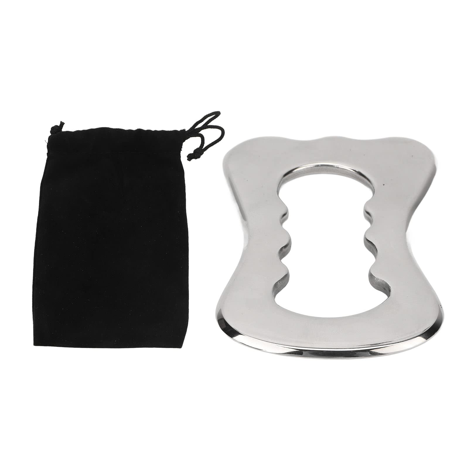 Tablero Gua Sha de Acero Inoxidable, Herramienta de Masaje de Raspado Facial con Bolsa, Tablero Gua Sha de Metal para Tensar la Piel, Alivio del Dolor de Fatiga Corporal