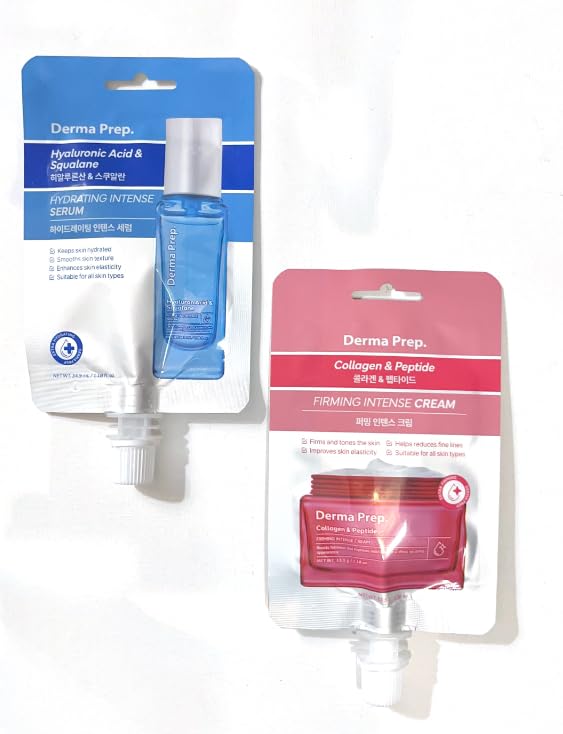 Derma Prep. Hyaluronic Acid & Squalane Hydrating Intense Serum and Collagen & Peptide Firming Intense Cream, 2-Piece Set