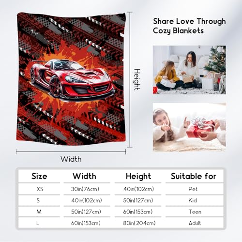 Mercuryelf Blankets for Boys Racing Car Blanket Gifts - 40x50 Inch Cozy Fleece Throw for Kids Teens