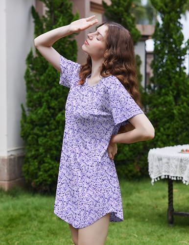 Image of Ekouaer Nightgowns for Women 3 Pack Sleep Shirts Short Sleeve Nightshirt Pullover Nightdress Soft Sleepwear