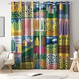 Dibujos animados Hecho a mano Ilustración Cortinas Opacas de 140 x 200 con Aislamiento para Salon Dormitorio Aislamiento térmico Insonorizada Aislamiento térmico para Todas las Estaciones Multicolor