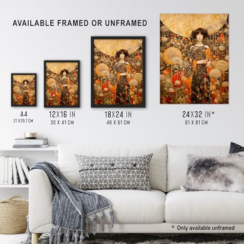 Artery8 The Girl In The Dandelion Dream By Dianne Knope Klimt William Morris Inspired Style Wildflower Meadow Extra Large XL Wall Art Poster Print - Image 3