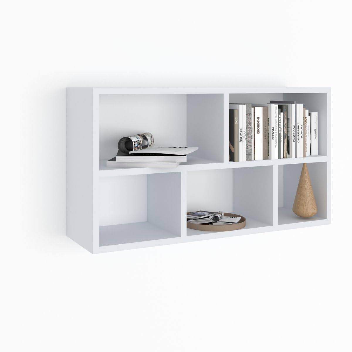 Sleepy Shop 24 Wandrega - Weiss Modernes Regal | an die Wand hängen | Für Dinge und Bücher kinderzimmer & Badezimmer horizontal oder vertikal (Weiß)
