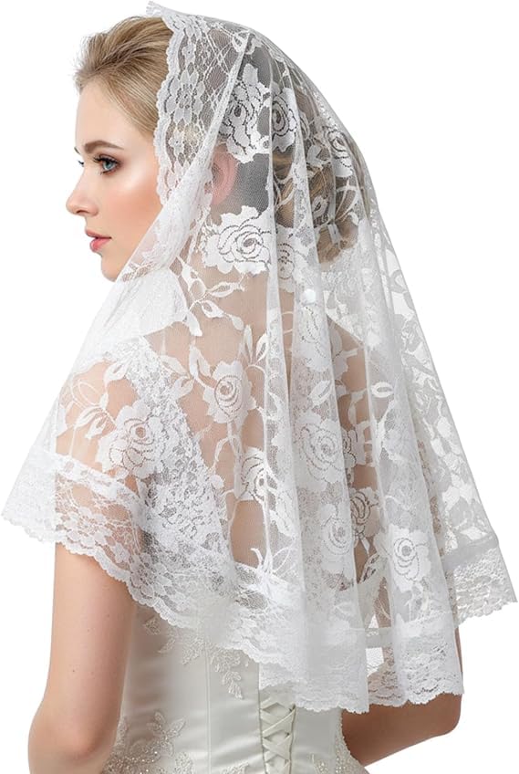 Tarini White Lace Veils,Veils for Church, TheLace Veil, Veil for Women Wedding-image-29