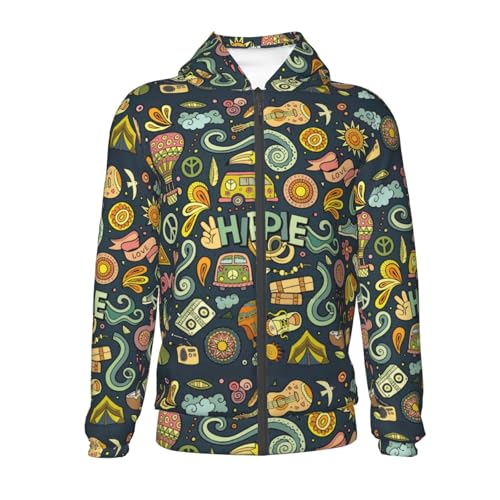 Colorful Hippie Kids Pullover Hoodies Boys Zip Up Sweatshirts Girls Athletic Clothes with Pocket2