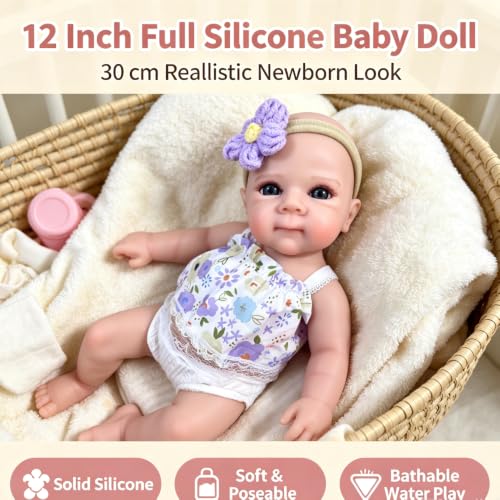 Muñeca Reborn de silicona realista de 12 pulgadas miniatura 3