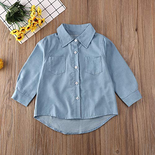 Baby Boys Girls Long Sleeve Back Letters Print Button Down Red Plaid Flannel/Denim Shirt3