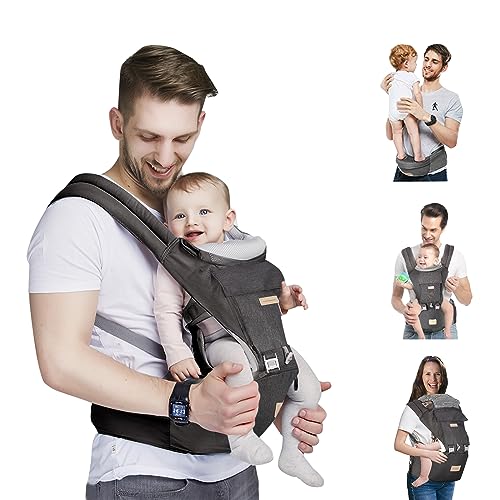 Image of LByng Baby Carrier Newborn to Toddler 3 in 1 Multi-Functional Infant Hiking Backpack with Hip Seat for Kids Under 33 lbs,Breathable Mesh Design,Ergonomic All Positions,Grey
