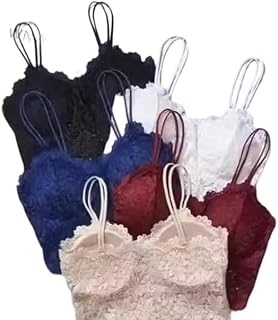 Fikten Women's Lace Spandex Padded Wire Free Adjustable Straps Floral Pattern Everyday Bra | Smooth Lace Full Coverage Bra... Price In India