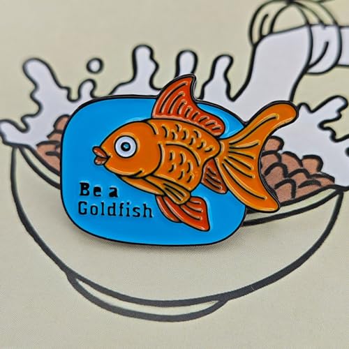 Image of Shark Goldfish Carp Enamel Pin Mindset Is Everything Brooch Pin Badge for Men and Women