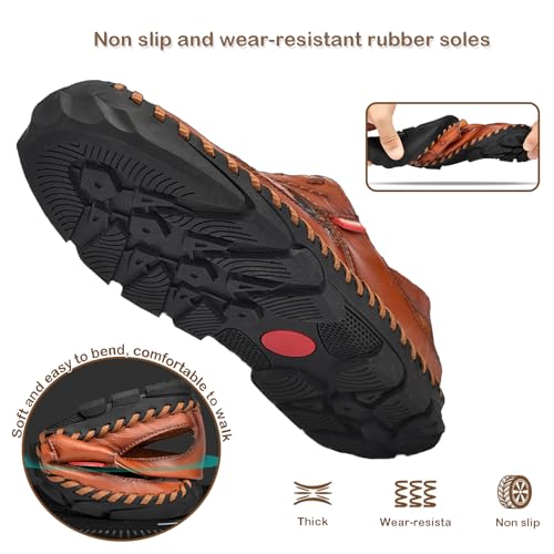 Men's Closed Toe Slip on Fisherman Sandal, Closed Toe Comfortable Leather Water Shoes, Non Slip Hiking Sandals for Travel Trekking Camping3