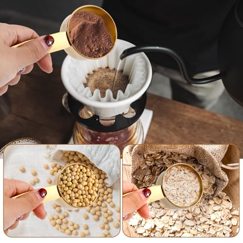 4 piezas Cucharas Medidoras de 1/4 Taza de Acero Inoxidable miniatura 6