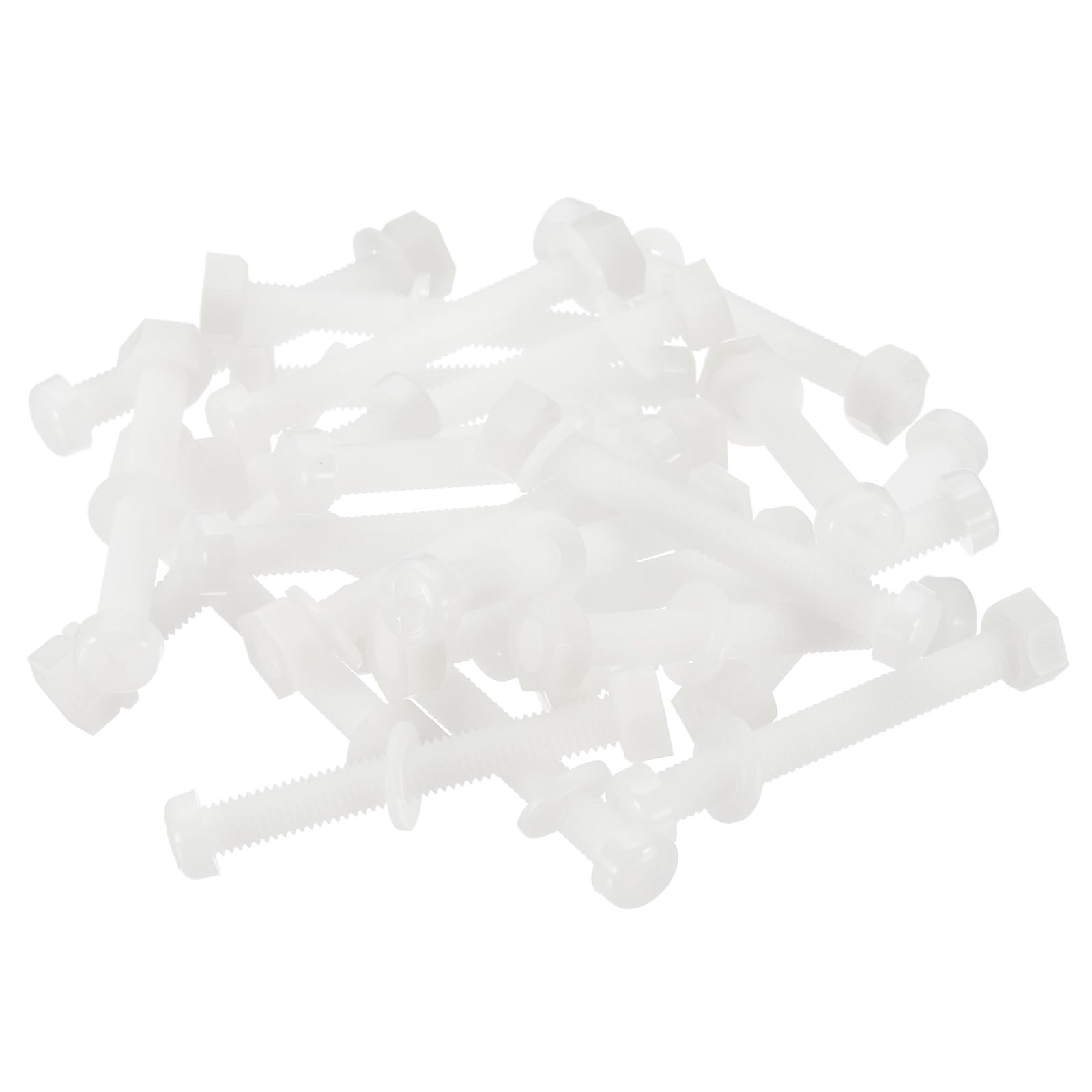 PATIKIL M6x50mm White Nylon Bolts Plastic Nuts Full Thread Head Screws, 24 Pcs, M6*50mm