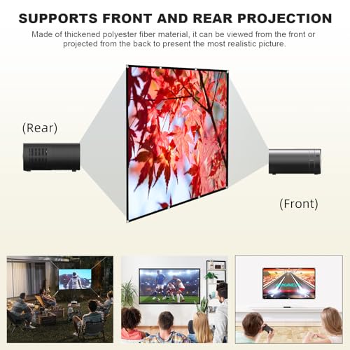 Foldable 60-inch Projector Screen, XINLEMY 4K 16:9 HD Portable Projection Movie Screen Double-Sided Cinema Screen for Home Theater Backyard Indoor and Outdoor