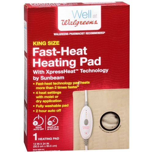 Walgreens King Size Fast-Heat Heating Pad, 12 inch x 24 inch 1 ea