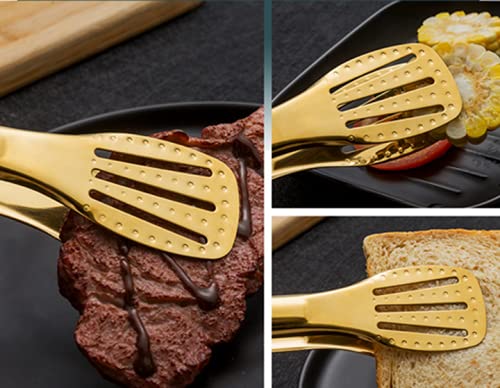 Gold Food Seriving Szczypce Szczypce ze stali nierdzewnej Gadżety kuchenne Szczypce Gotowanie Grill Pogrubiony Hollow - 2 opakowania 38 cm