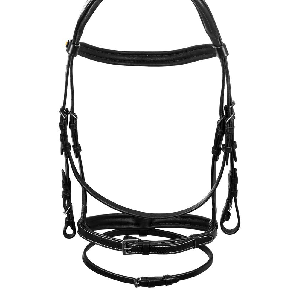 Testiera Anatomica in Pelle rialzata e Imbottita Pony, Nero