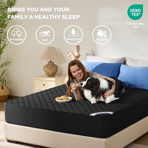 Image of BEDLORE 2 Pack Waterproof Mattress Protector,Full Size Pad Noiseless with Deep Pocket Fitted for 6 inch-15 inch,Soft Breathable Dirt-Proof Single Bed Mattress Cover Washable for Bedroom,Dorm Room(Black)