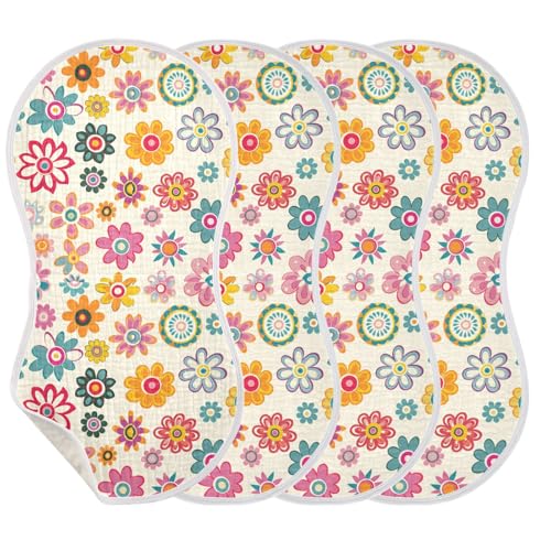 Flowers Cotton Muslin Burp Cloths Large Soft and Absorbent Cloths spit up rag for Unisex Set of 2, 22x11in3