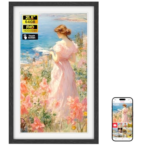 64GB FRAMEO 21 5 Zoll Digitaler Bilderrahmen - 1920 * 1080P FHD IPS Touchscreen Digitale Bilderrahmen Auto Rotation Elektronischer Fotorahmen Teilen Sie Fotos/Videos Sofort