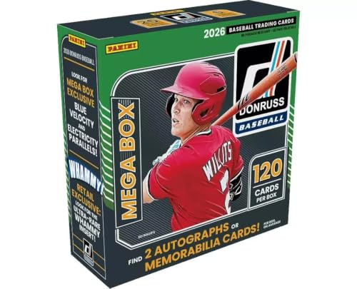 2026 Panini Donruss Baseball Retail Mega Box | Factory Sealed MLB Trading Cards | Exclusive Mega Box Parallels | Rated Prospects Optic Cards Inserts & Rare Chase Cards
