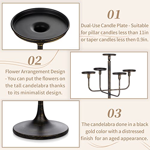 Sziqiqi Black Candelabra Candle Holders: 122cm Tall 5 Arm Candelabra Centrepiece for Taper Pillar - Gothic Floor Standing Candle Holders for Living Dining Room Halloween Christmas Birthday Party - Cosy Home Interiors Sziqiqi Black Candelabra Candle Holders: 122cm Tall 5 Arm Candelabra Centrepiece for Taper Pillar - Gothic Floor Standing Candle Holders for Living Dining Room Halloween Christmas Birthday Party - Image 4