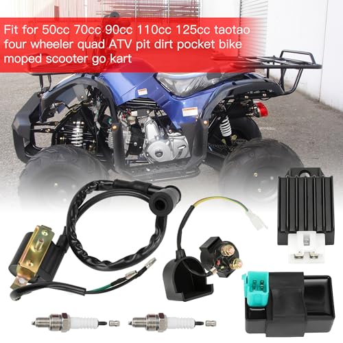 Image of GREHUA Ignition Coil Starter Solenoid Voltage Regulator CDI Compatible with Tao tao Coolster 125cc 110cc 90cc Kazuma Baja Chinese ATV Quad 4 Wheeler SSR Lifan CRF70 4 Stroke Go Kart Dirt Bike Parts