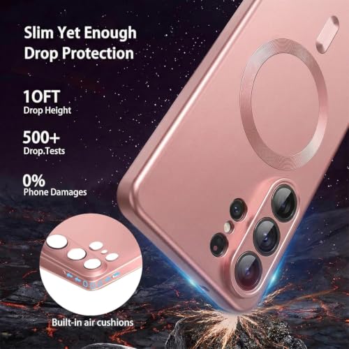 Image of MagPro Metallic Finish Case for Samsung Galaxy S26 Ultra | MagSafe Compatible Magnetic Cover, Matte Luxury Metallic, Shockproof TPU, Camera Lens Guard, Wireless Charging Compatible Rose Pink