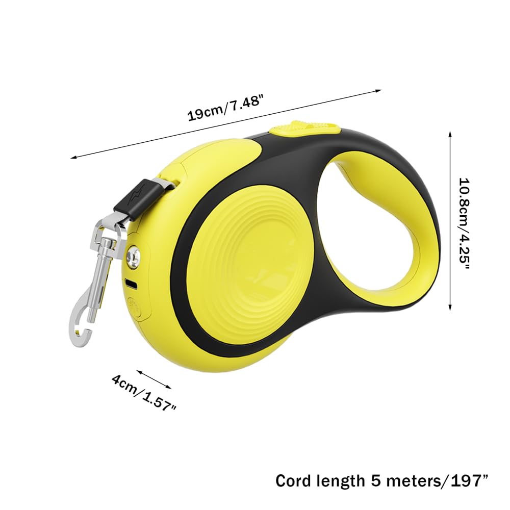 Retractable Dog Leash, 3m/5m 30Kg Heavy Duty Dog Lead with LED Flashlight, One-Handed Brake - Image 2